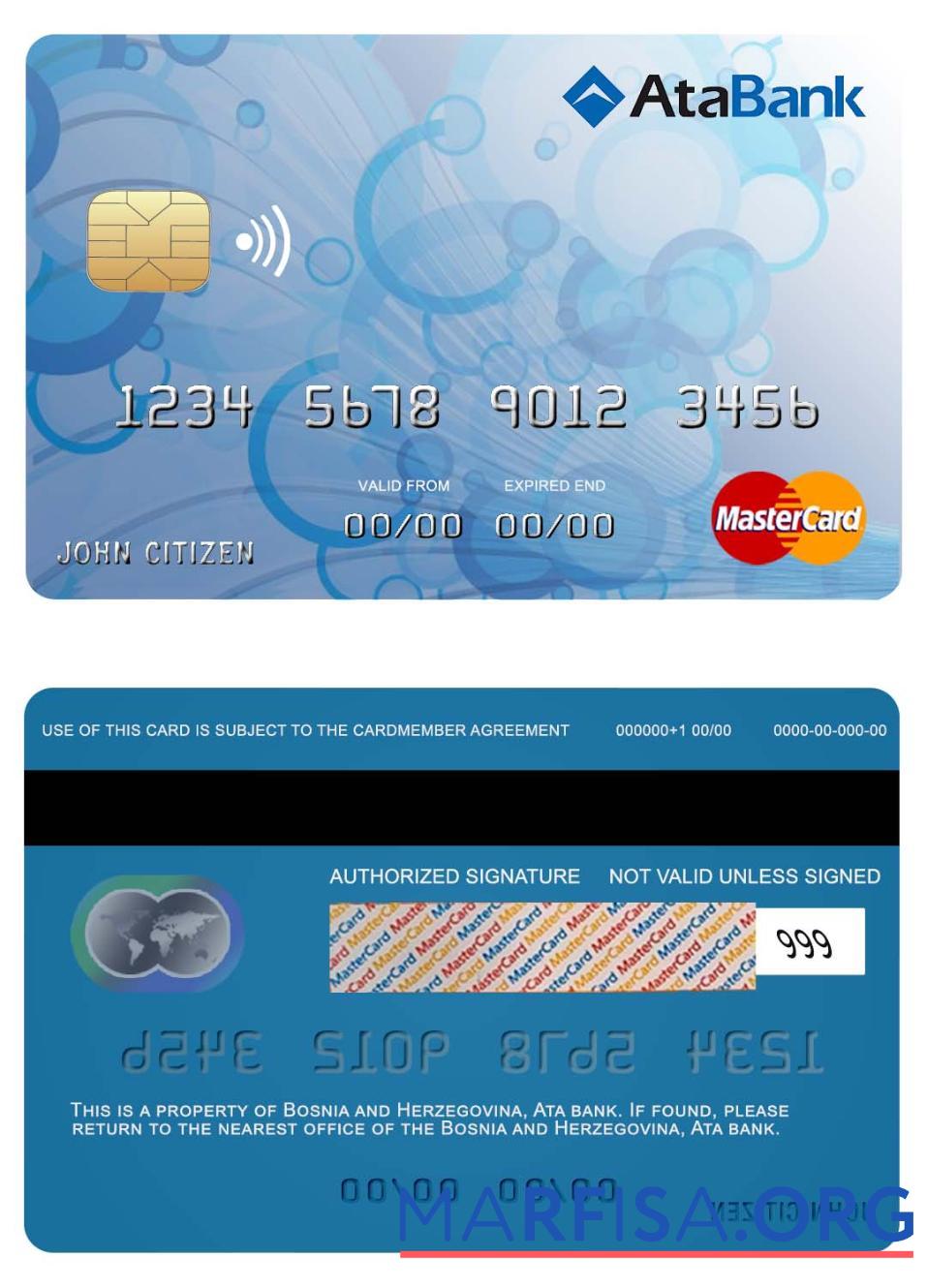 Downloadable Bosnia and Herzegovina Ata bank mastercard sample